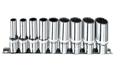 9 Pc.1/2''12 Köşe Derin Lokma Anahtar Tk./Raylı - 1