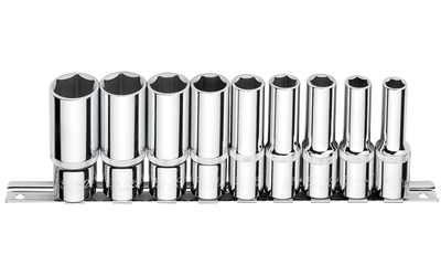 9 Pc.1/2''6 Köşe Derin Lokma Anahtar Tk./Raylı - 1