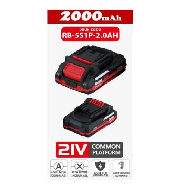 ARM 1 Adet Yedek Akü Şarjlı Bataryası 2Ah 21V - 1