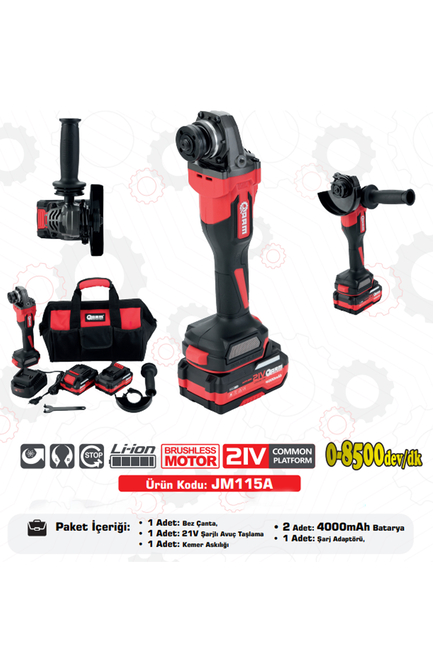 ARM - ARM Profesyonel Şarjlı Avuç İçi Taşlama Makinesi Devir Ayarlı 4 Ah 21V