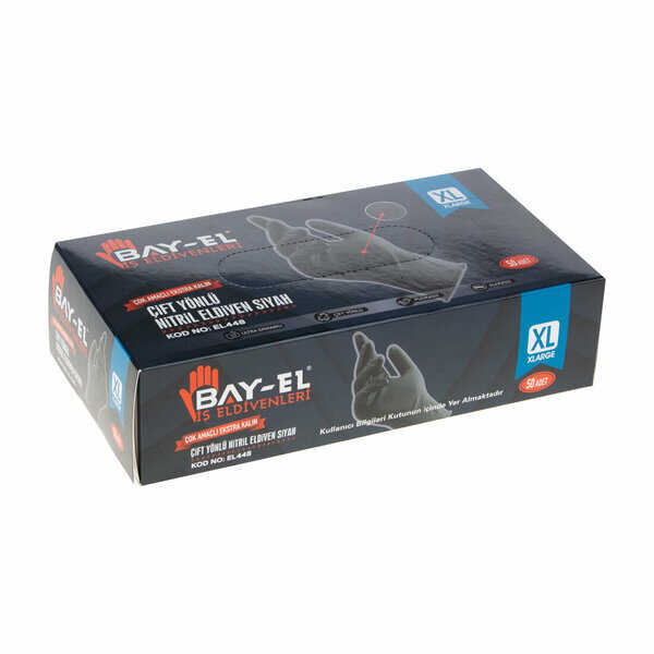 Bay-El Nitril Siyah Eldiven Çift Yönlü Tırtıklı XL Beden - 1