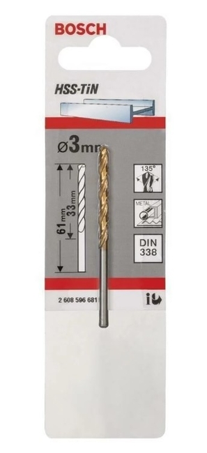 Bosch HSS-TIN Metal Matkap Ucu 3*61 MM - Thumbnail