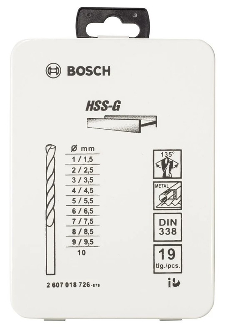 Bosch Metal Matkap Ucu HSS-G DIN 338 Set (19 Parça) - 2607018726 - Thumbnail