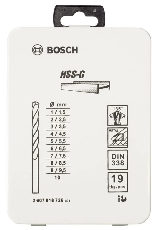 Bosch Metal Matkap Ucu HSS-G DIN 338 Set (19 Parça) - 2607018726 - 2