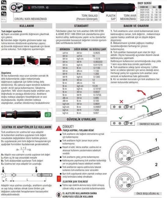 Ceta Form D02F-2120 Exacto Tork Anahtarı (Pencere Göstergeli) 1/2 - Thumbnail