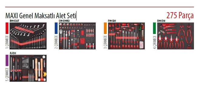 Ceta Form Maxı Genel Maksatlı Alet Seti 275 Parça 6 Çekmece - Thumbnail