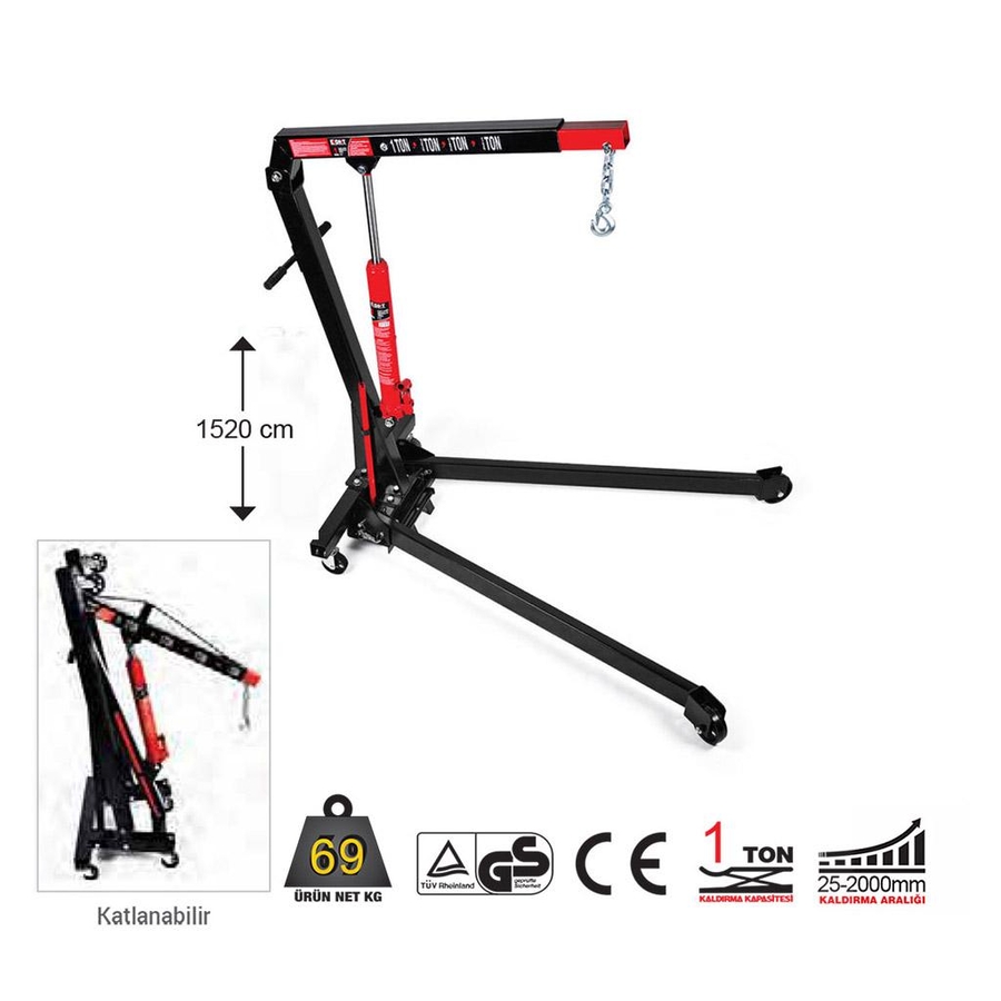 DHT 1 Ton Katlanır Hidrolik Vinç D12030001 - 2