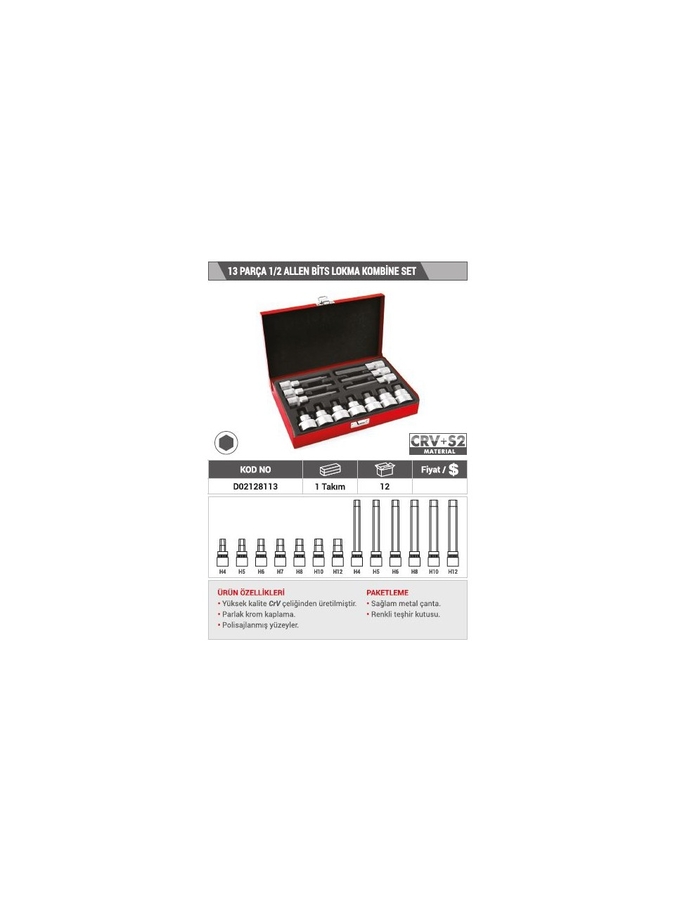 DHT 13 Parça 1/2 Allen Bits Lokma Kombine Set - 2