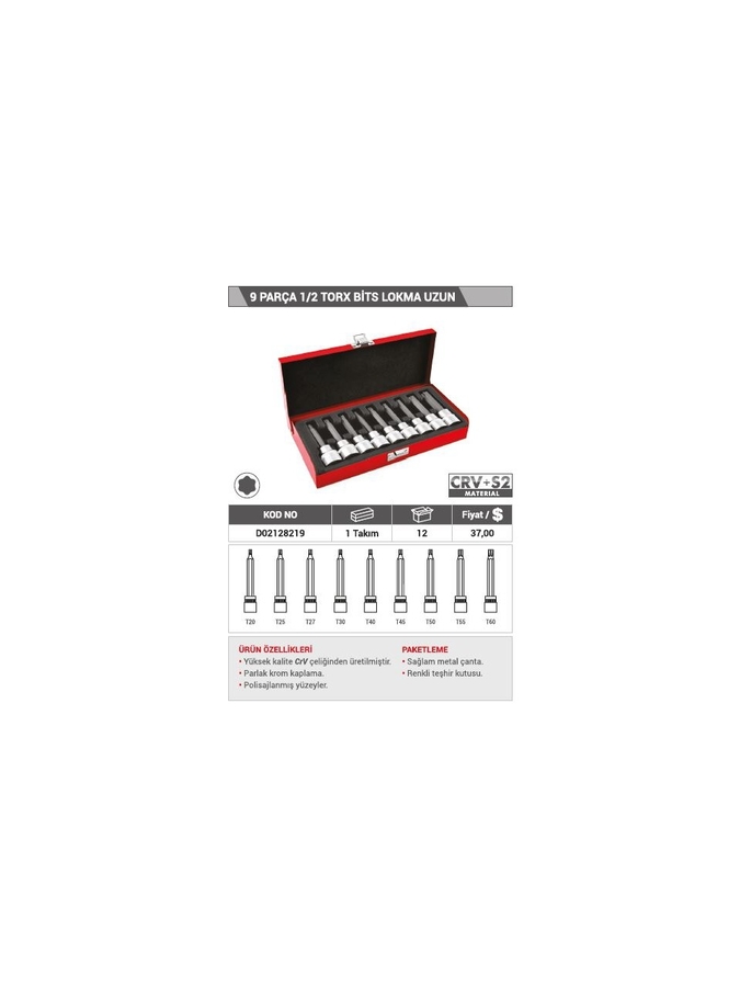 DHT 9 Parça 1/2 Torx Bits Lokma Uzun - 2