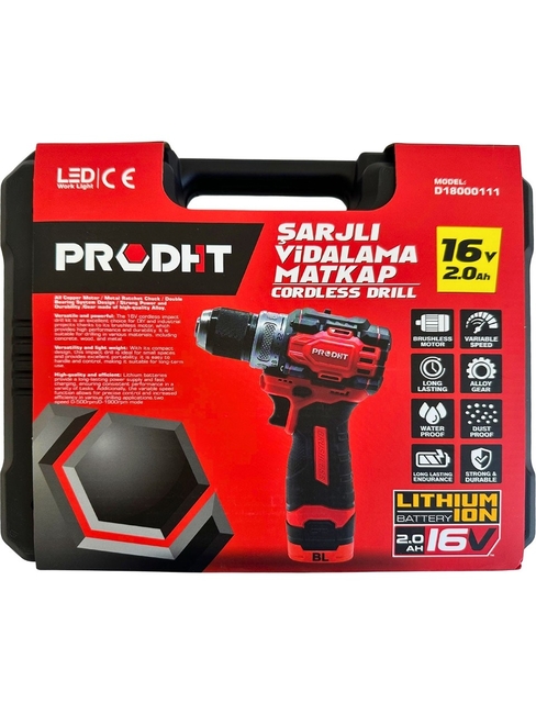 DHT D18000111 Çift Akülü Şarjlı Vidalama Li-İon 2.0 Ah - 16V - Thumbnail