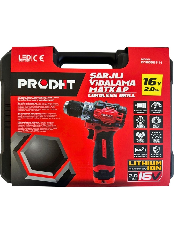 DHT D18000111 Çift Akülü Şarjlı Vidalama Li-İon 2.0 Ah - 16V - 2
