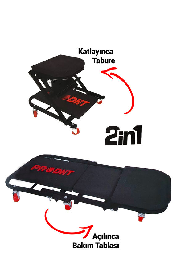 DHT Katlanır Araç Altı Bakım Tablası Tabureli D12040039 - 1