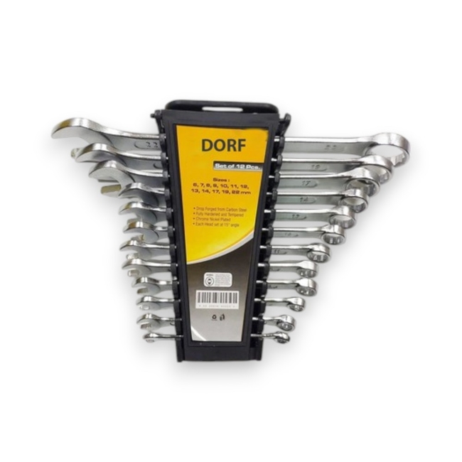 DORF - DORF 12 Parça Kombine Anahtar Seti Klipsli Set Düz Yıldız 6 - 22 mm