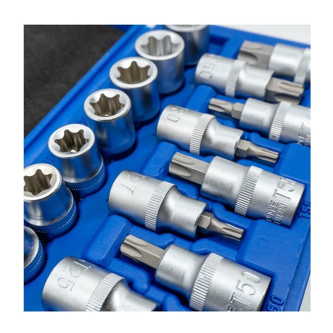 Dorf 1/2 Torx ve İç Dış Torx E Lokma Seti 19 Parça Çantalı - Thumbnail