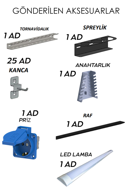 DORF 2 Metre 6 Çekmeceli Çalışma Tezgahı Boş - Thumbnail