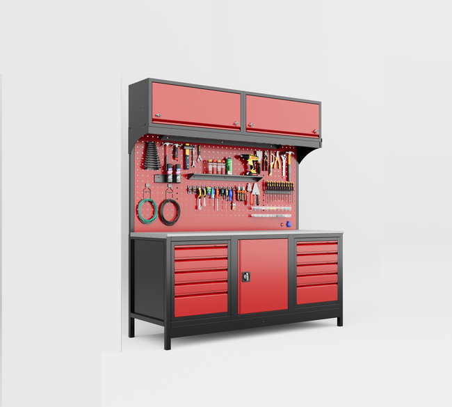 DORF 2 Metre Modüler Üst Dolaplı 10 Çekmeceli Çalışma Tezgahı Boş - Thumbnail