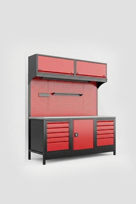 DORF - DORF 2 Metre Modüler Üst Dolaplı 10 Çekmeceli Çalışma Tezgahı Boş