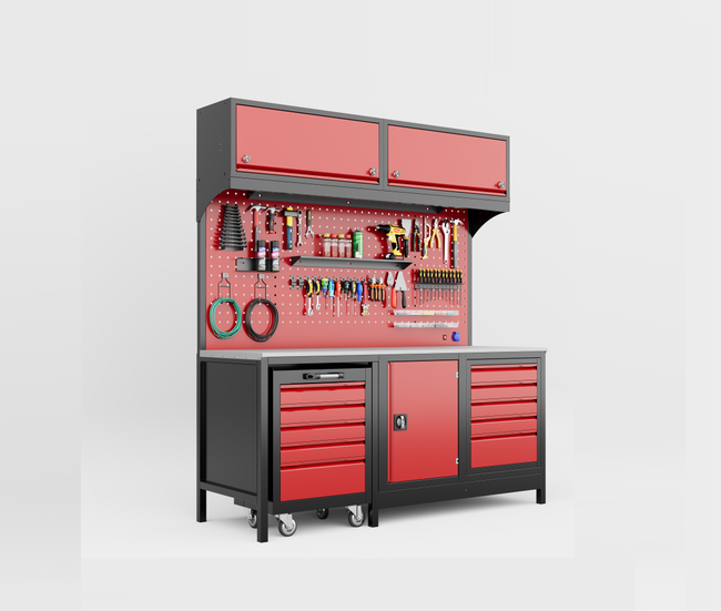 DORF 2 Metre Modüler Üst Dolaplı 5 Çekmeceli Takım Arabalı Çalışma Tezgahı Boş - Thumbnail