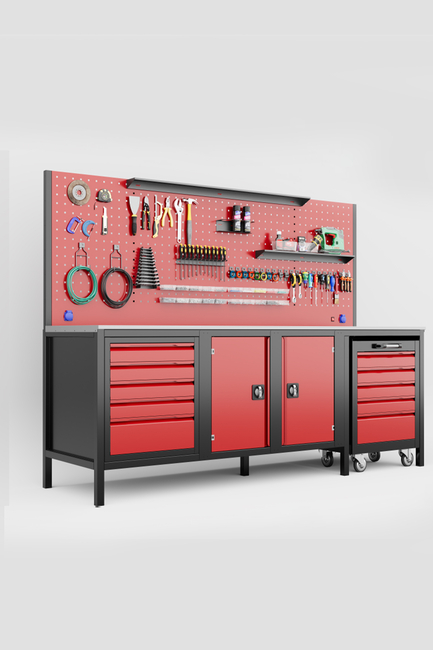 DORF 2,5 Metre 5 Çekmeceli 2 Dolaplı Takım Arabalı Çalışma Tezgahı Boş - Thumbnail