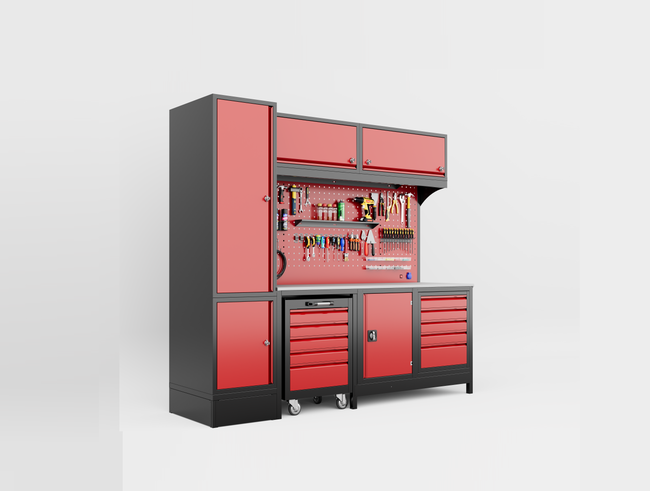 DORF 2,5 Metre Modüler Üst ve Sol Dolaplı 5 Çekmeceli Takım Arabalı Çalışma Tezgahı Boş - Thumbnail