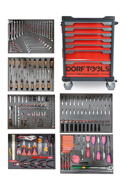 DORF - Dorf 272 Parça Dolu Takım Arabası 7 Çekmeceli Profesyonel