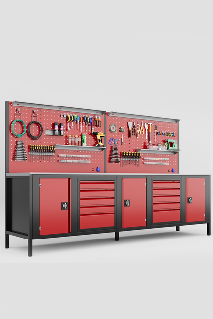 DORF 3 Metre 10 Çekmeceli 3 Dolaplı Çalışma Tezgahı Boş - Thumbnail