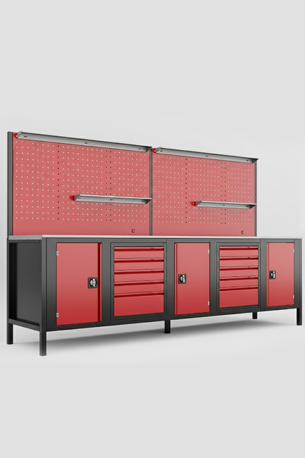 DORF - DORF 3 Metre 10 Çekmeceli 3 Dolaplı Çalışma Tezgahı Boş