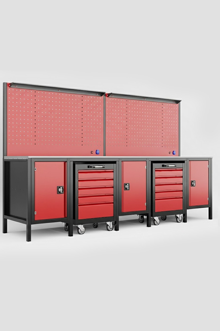 DORF - DORF 3 Metre 3 Dolaplı 2 Takım Arabalı Çalışma Tezgahı Boş