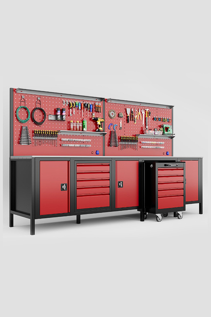 DORF 3 Metre 5 Çekmeceli 3 Dolaplı Takım Arabalı Çalışma Tezgahı Boş - Thumbnail