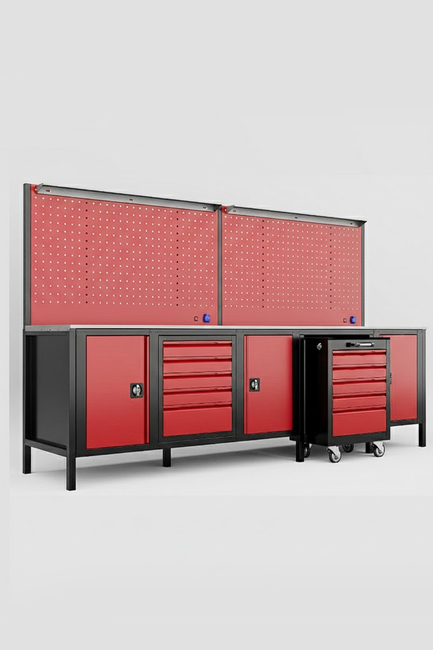 DORF - DORF 3 Metre 5 Çekmeceli 3 Dolaplı Takım Arabalı Çalışma Tezgahı Boş