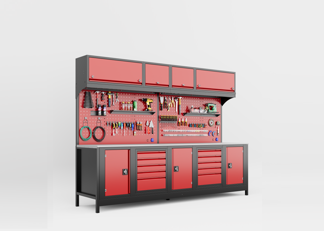 DORF 3 Metre Modüler Üst Dolaplı 10 Çekmeceli 3 Dolaplı Çalışma Tezgahı Boş - Thumbnail