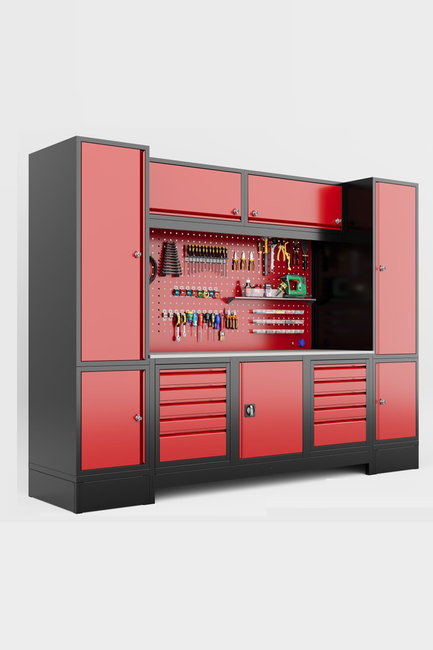 DORF 3 Metre Modüler Üst, Sağ ve Sol Dolaplı 10 Çekmeceli 1 Dolaplı Çalışma Tezgahı Boş - Thumbnail