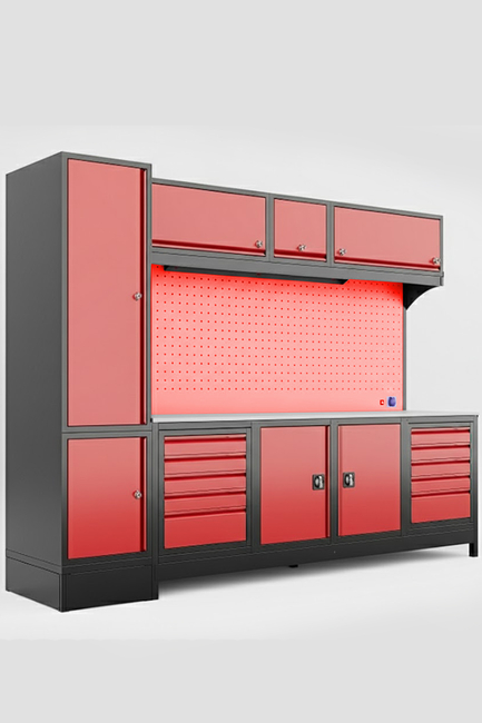 DORF - DORF 3 Metre Modüler Üst ve Sol Dolaplı 10 Çekmeceli 2 Dolaplı Çalışma Tezgahı Boş