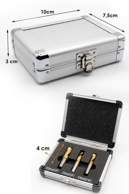 Dorf 3 Parça 6.5mm 8mm 10mm HSS Kobalt Punta Çürütme Ucu Seti (Titanyum Kaplama) - Thumbnail