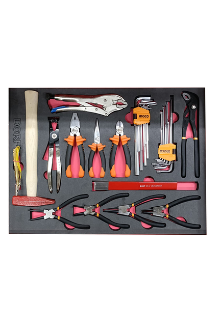 DORF 31 Parça Dolu Eva Seti Segman Pense Çekiç Alyan Anahtar Seti Takım Arabası İçeriği 55,5cm x 41cm - Thumbnail