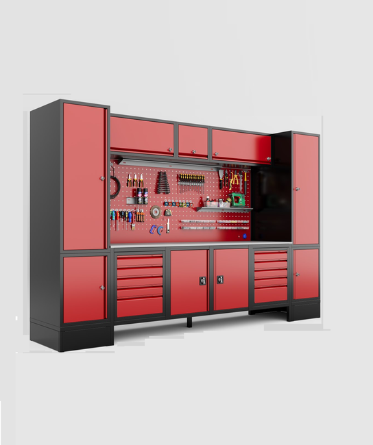 DORF 3,5 Metre Modüler Üst, Sağ ve Sol Dolaplı 10 Çekmeceli 2 Dolaplı Çalışma Tezgahı Boş - Thumbnail