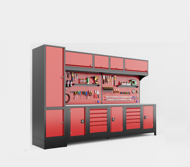 DORF 3,5 Metre Modüler Üst ve Sol Dolaplı 10 Çekmeceli 3 Dolaplı Çalışma Tezgahı Boş - Thumbnail