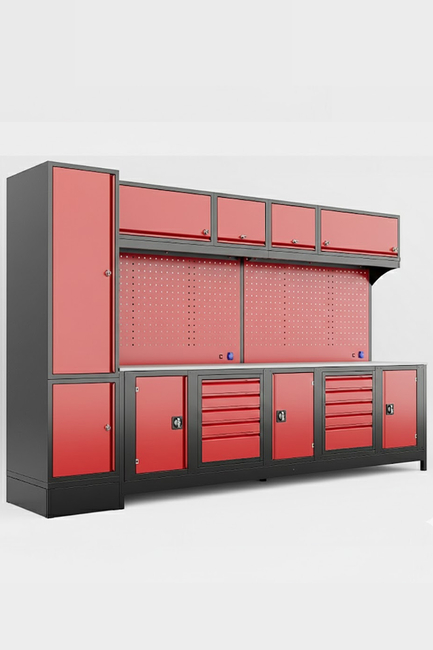 DORF - DORF 3,5 Metre Modüler Üst ve Sol Dolaplı 10 Çekmeceli 3 Dolaplı Çalışma Tezgahı Boş
