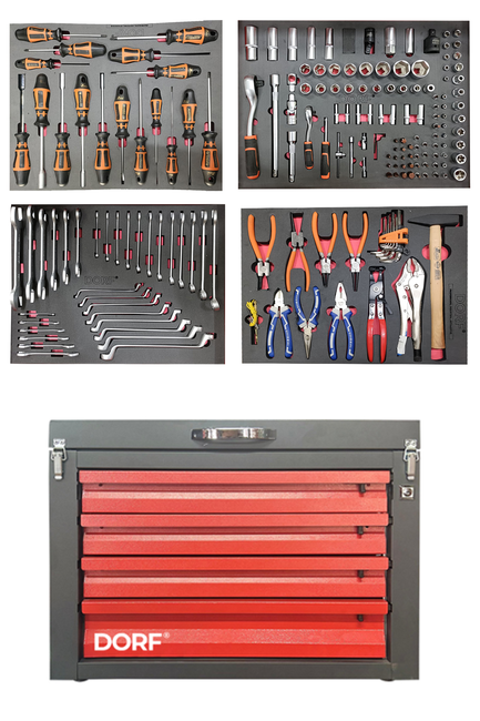 DORF - DORF 4 Çekmeceli Dolu Takım Sandığı Mobil Araç Arkası Alet Seti 171 Parça DORF - DORF 4 Çekmeceli Dolu Takım Sandığı Mobil Araç Arkası Alet Seti 171 Parça