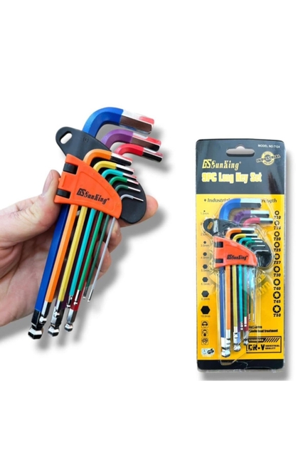 DORF - Dorf 9 Parça L Alyan Anahtar Seti Renkli Alyan Set