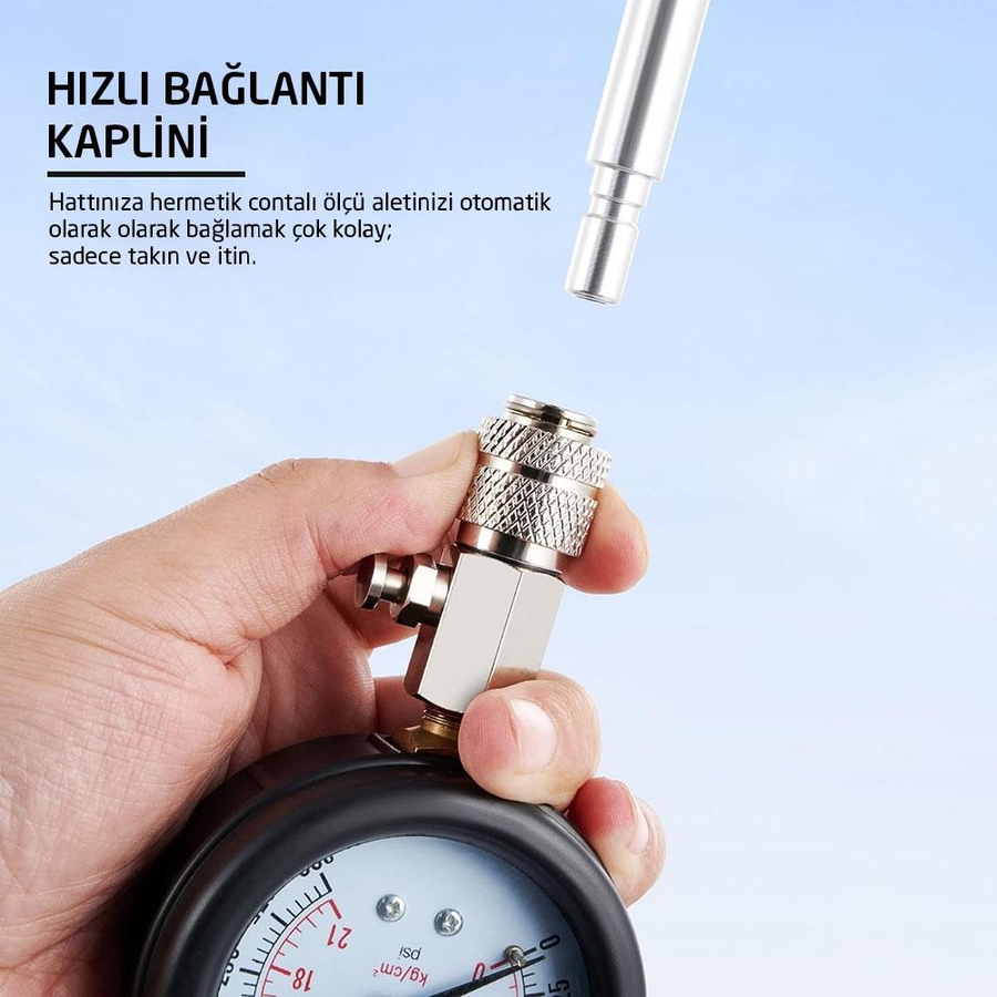 DORF Benzinli Motor Kompresyon Silindir Basınç Test Kiti 8 Parça - 5