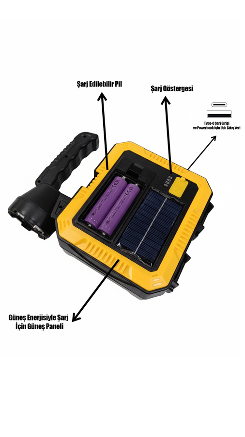 DORF El Feneri ve Takım Çantası Seti Güneş Enerjili Şarj Powerbank Özelliği Lamba - 4