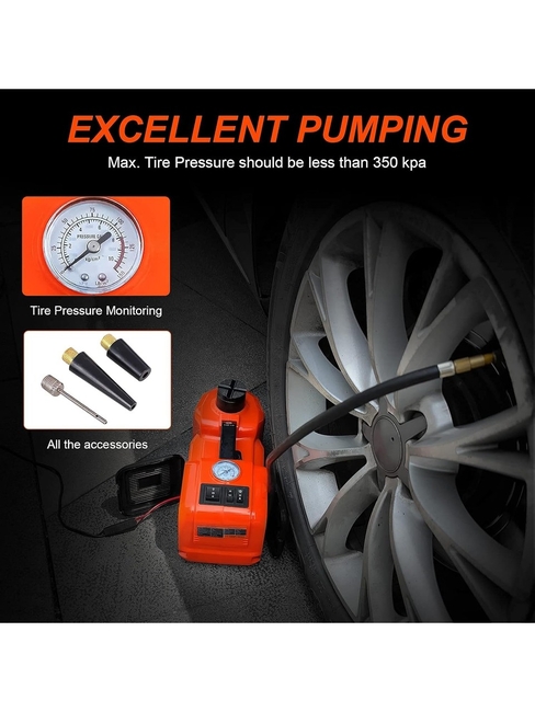 DORF Elektrikli Araba Kriko Kiti 5 Ton 12V Hidrolik Kriko Seti, Darbe Anahtarı ve Şişirme - Thumbnail