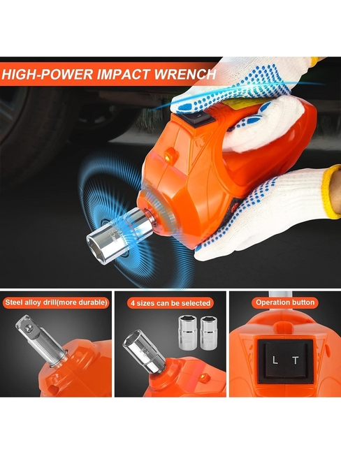 DORF Elektrikli Araba Kriko Kiti 5 Ton 12V Hidrolik Kriko Seti, Darbe Anahtarı ve Şişirme - Thumbnail