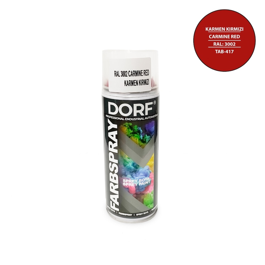 DORF Kırmızı Sprey Boya Karmen Kırmızı Akrilik RAL3002 400ml - 1