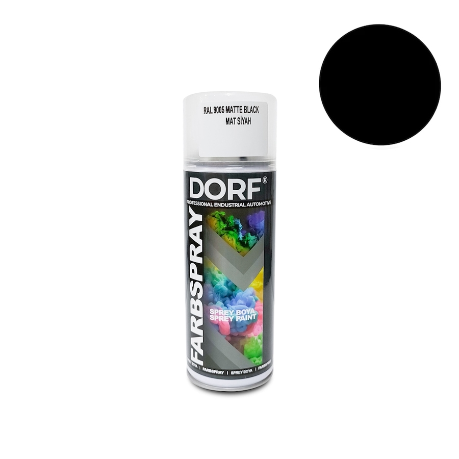 DORF Mat Siyah Sprey Boya Siyah Vernikli Akrilik RAL9005 400ml - 1
