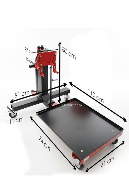 DORF Motor Toplama Sehpası Katlanır Yağ Tablalı 500kg 360 Derece Dönerli Pedallı - Thumbnail