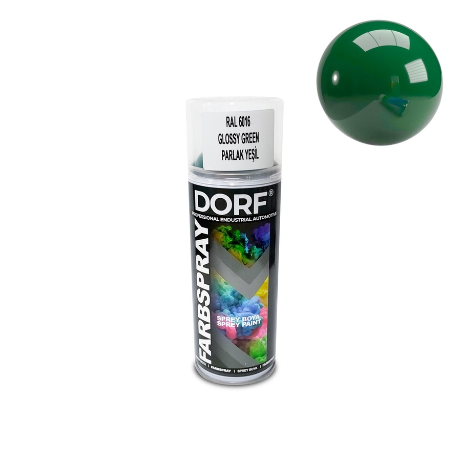 DORF Parlak Yeşil Sprey Boya Vernikli Akrilik RAL7035 400ml - 1