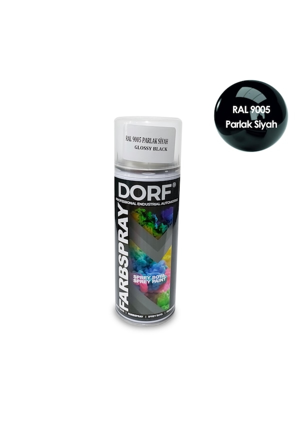 DORF Piano Black Sprey Boya Parlak Siyah Akrilik RAL9005 400ml - 1