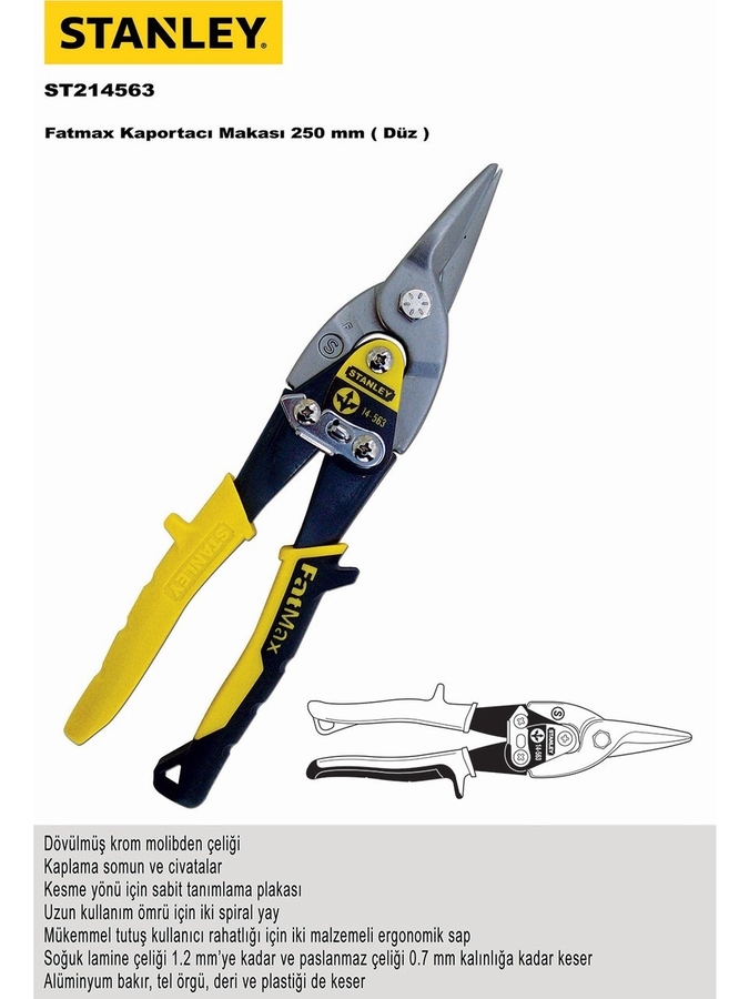 Dorf Stanley Kaportacı Sac Makası Düz 250MM Uzun - 2